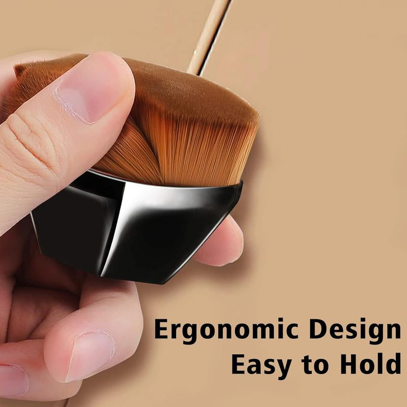 Foundation Makeup Brush- Flat Top Face Brush for Blending Liquid,Cream or Powder,Travel Cosmetic Brush with a Protective Case (Black)