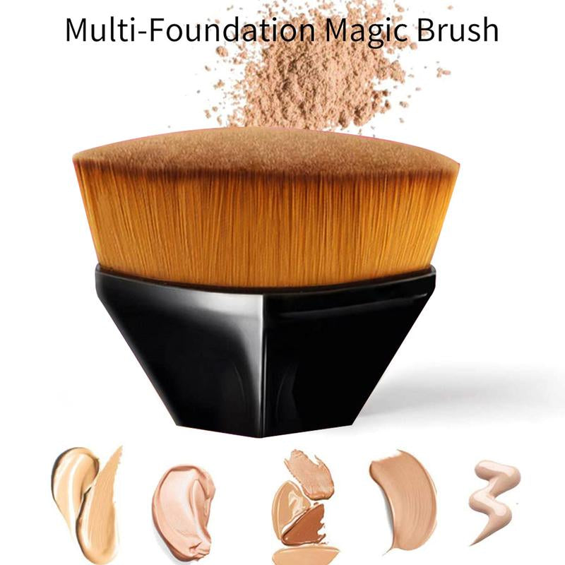 Foundation Makeup Brush- Flat Top Face Brush for Blending Liquid,Cream or Powder,Travel Cosmetic Brush with a Protective Case (Black)