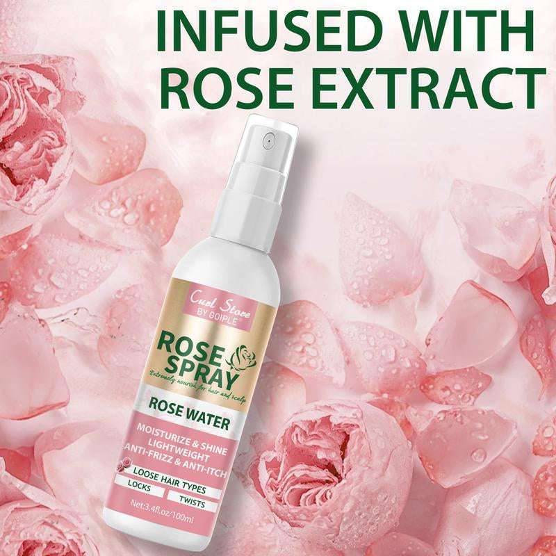 Rosewater Spray and Keratin Serum for Smooth, Frizz-Free Hair - Curl Defining Brush for Shaping Curls, Hair Care Locks Blend Daily
