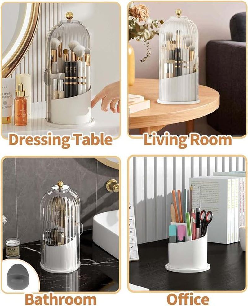 360°Rotating Makeup Brush Organizer