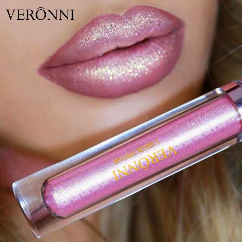 VERONNI Diamond Shine Lip Gloss – 10 Irresistible Shimmer Shades with Waterproof, Long-Lasting Metallic Velvet Finish