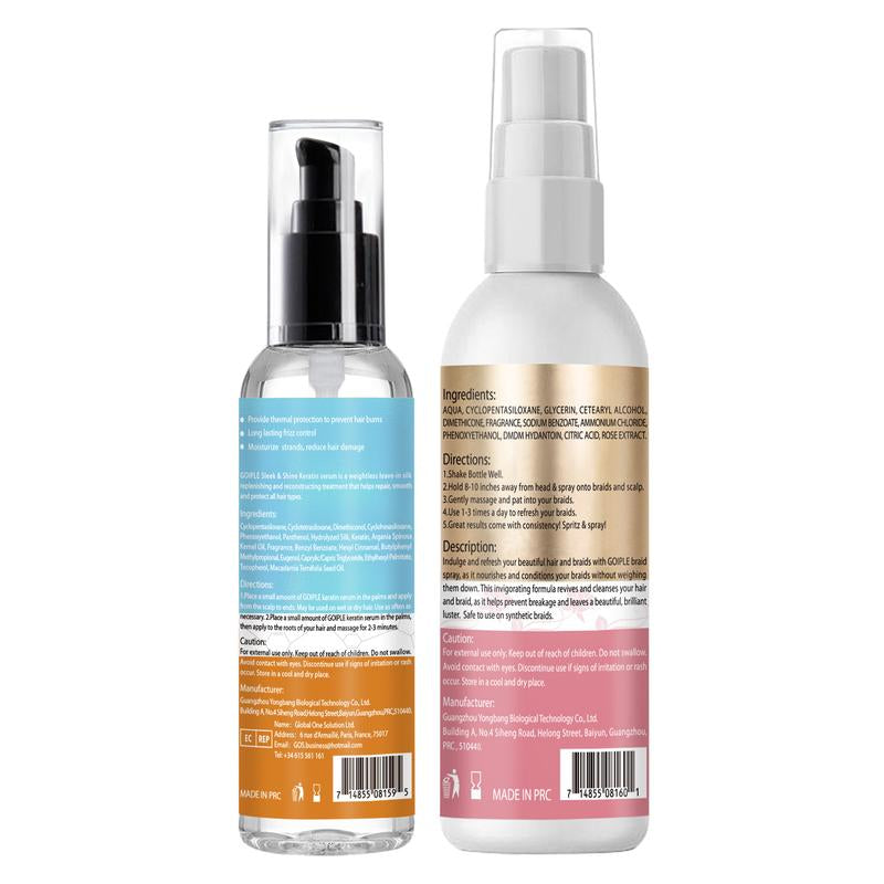 Rosewater Spray and Keratin Serum for Smooth, Frizz-Free Hair - Curl Defining Brush for Shaping Curls, Hair Care Locks Blend Daily