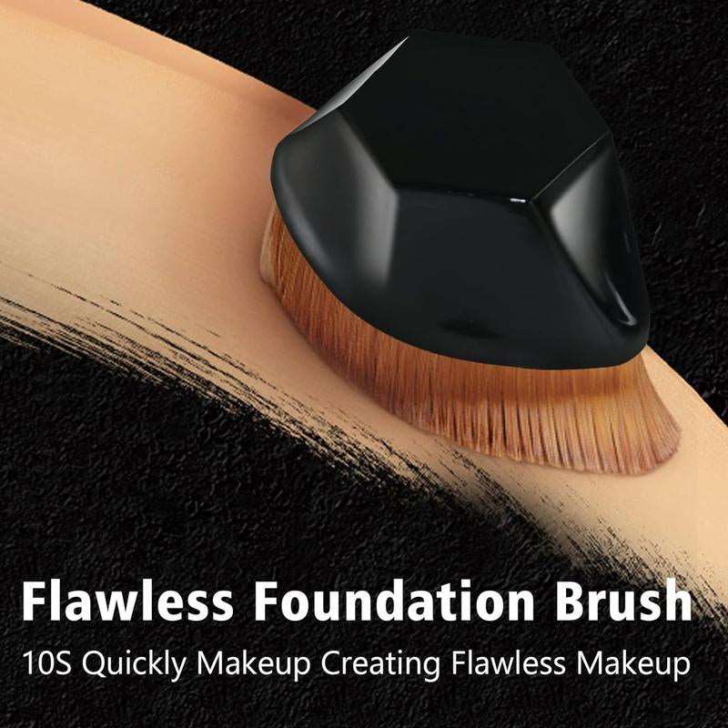 Foundation Makeup Brush- Flat Top Face Brush for Blending Liquid,Cream or Powder,Travel Cosmetic Brush with a Protective Case (Black)