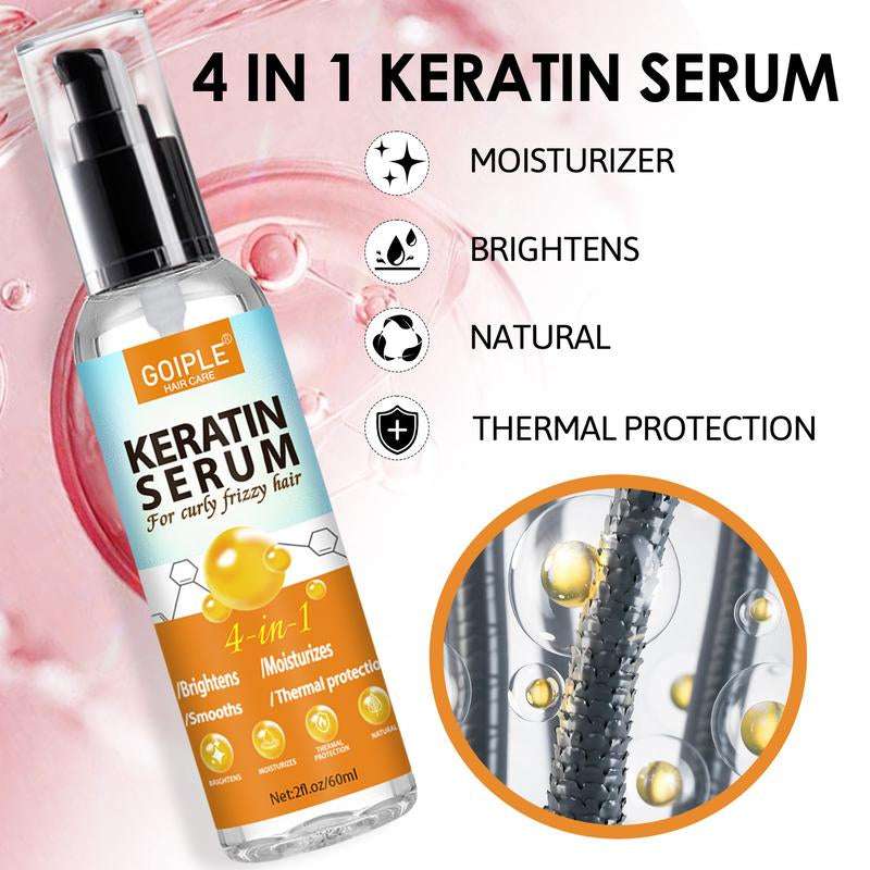Rosewater Spray and Keratin Serum for Smooth, Frizz-Free Hair - Curl Defining Brush for Shaping Curls, Hair Care Locks Blend Daily
