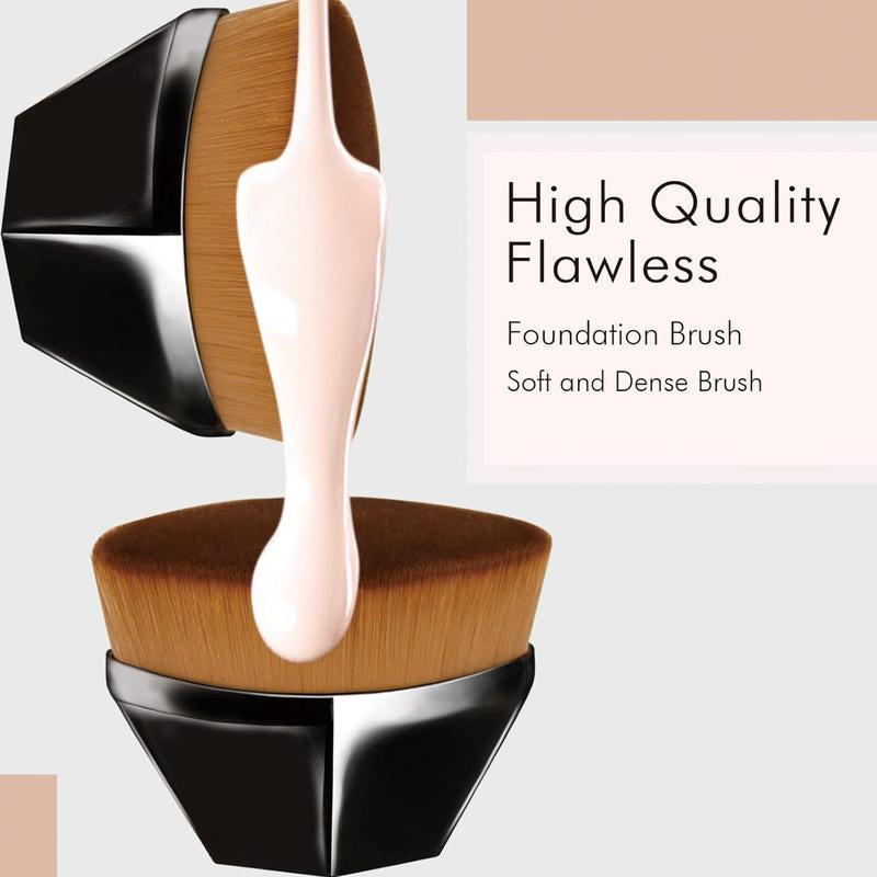 Foundation Makeup Brush- Flat Top Face Brush for Blending Liquid,Cream or Powder,Travel Cosmetic Brush with a Protective Case (Black)