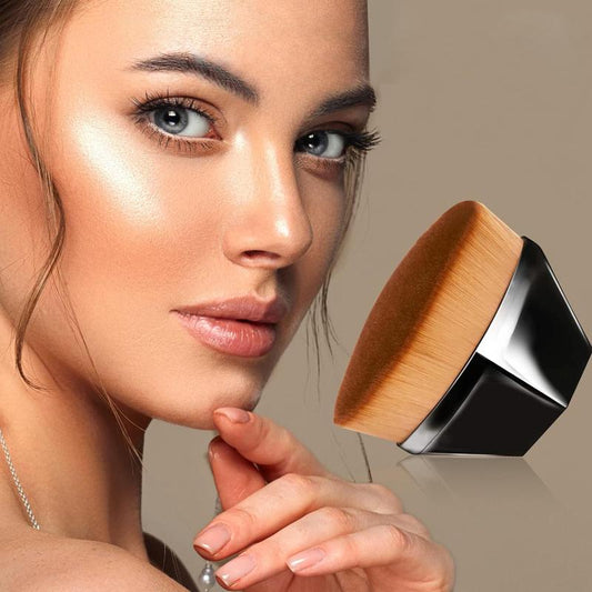 Foundation Makeup Brush- Flat Top Face Brush for Blending Liquid,Cream or Powder,Travel Cosmetic Brush with a Protective Case (Black)