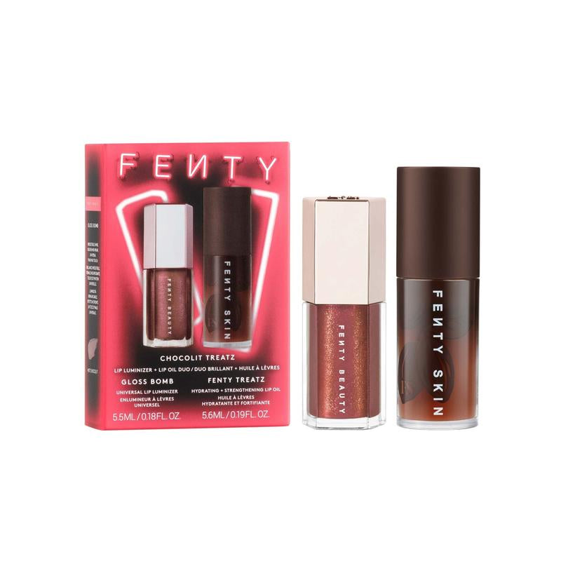 Fenty Beauty Chocolit Treatz Lip Luminizer + Lip Oil Duo Holiday Makeup Gift Set