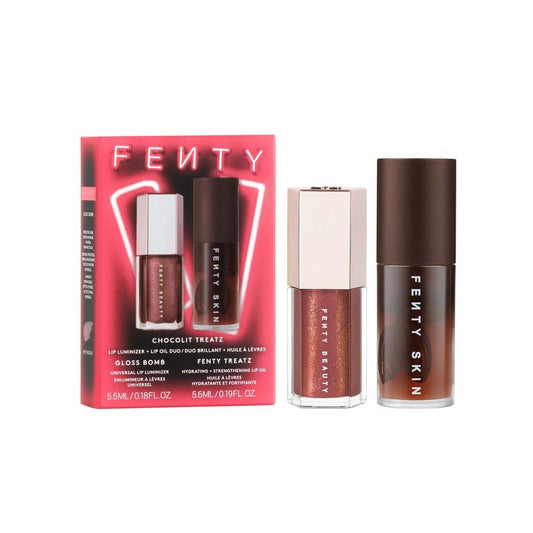 Fenty Beauty Chocolit Treatz Lip Luminizer + Lip Oil Duo Holiday Makeup Gift Set