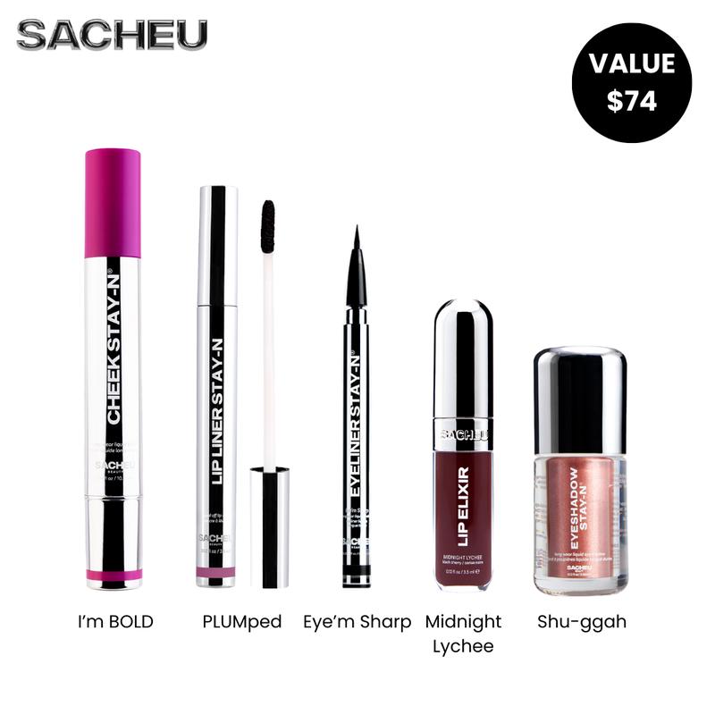 5-Piece Makeup Set: Lip, Cheek, Eyeliner, Eyeshadow, Lip Elixir
