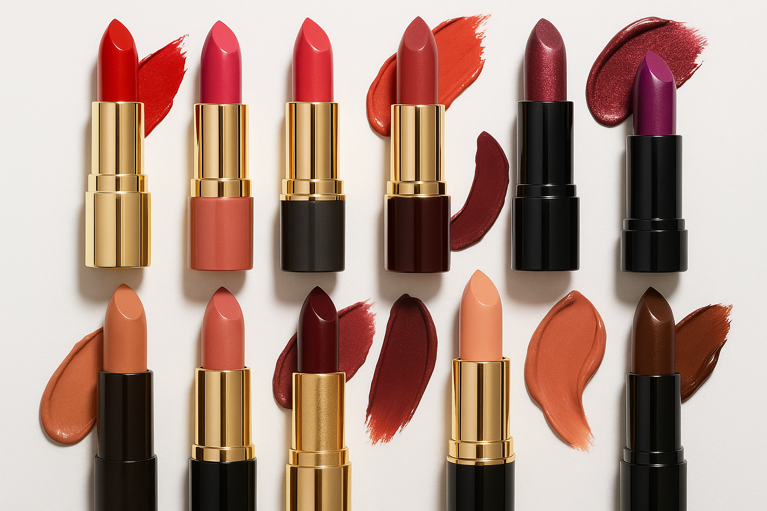 different variations of lipsticks and colors