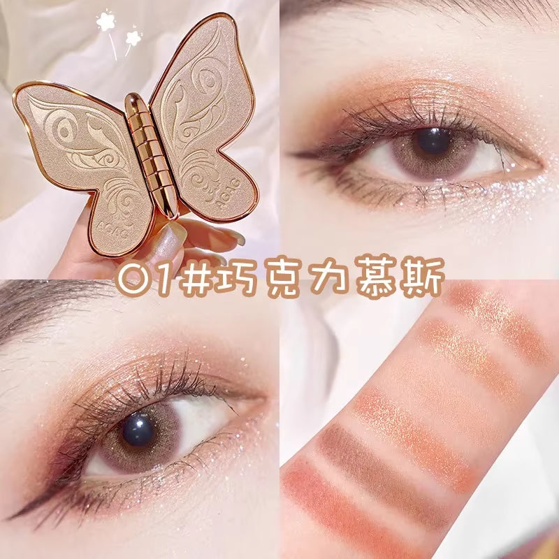 Butterfly Eye Shadow Six Color Eyeshadow Palette Easy to Color Glitter Matte Makeup Make-Up for Women Korean Cosmetics Makeup